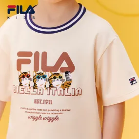 (105-130cm) FILA Kids xWiggleWiggle Summer Short Sleeve T-shirt for Boys / Girls in Almond Light Khaki