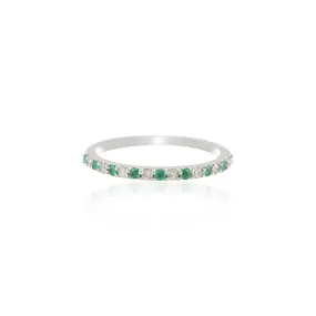 18K White Gold Emerald Diamond Eternity Band