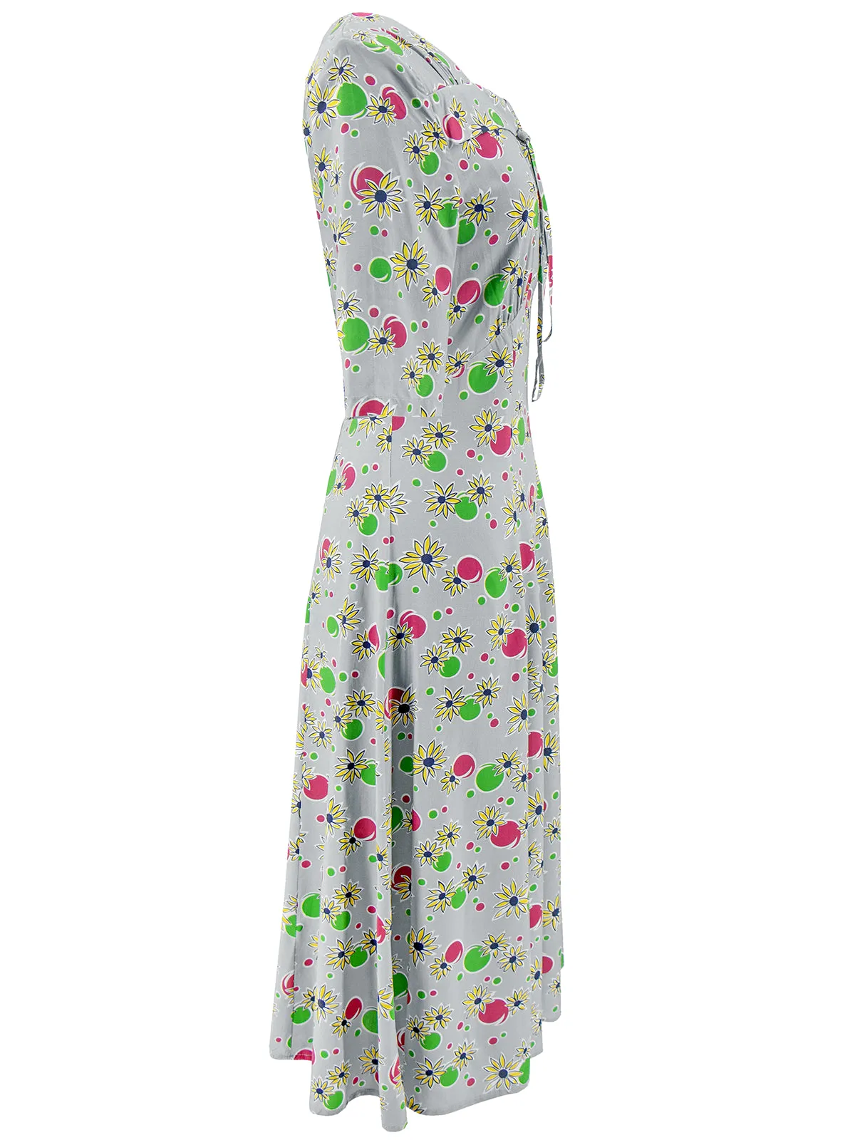 1940s Floral Tribute Tea Dress Daisy Bubble