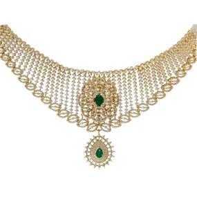 22K Yellow Gold, Emerald & CZ Choker (85.6gm)