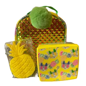 3-Piece Novelty Insulated Lunch Bag Kit, Pineapple