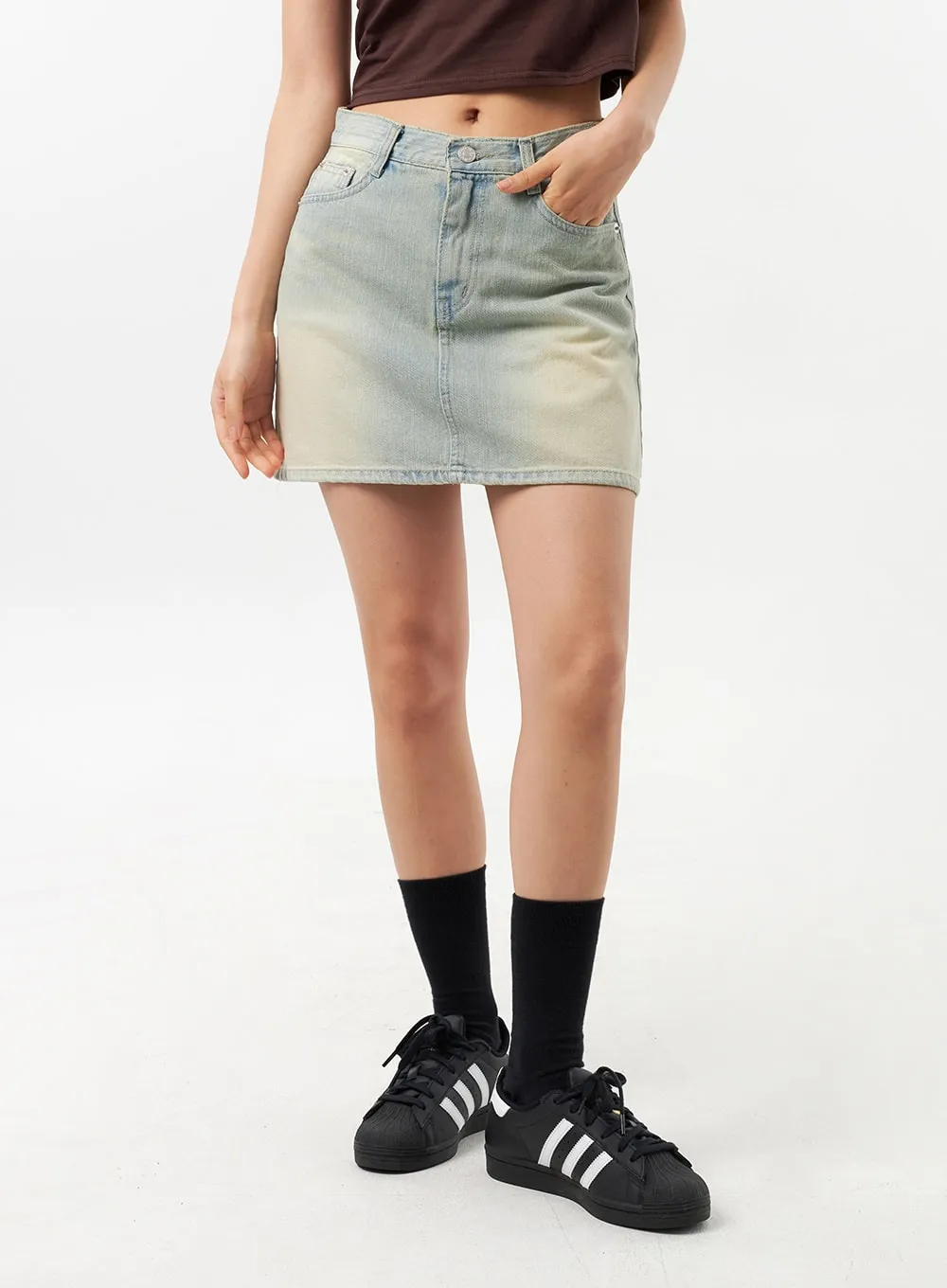 A-Line Denim Mini Skirt CU308