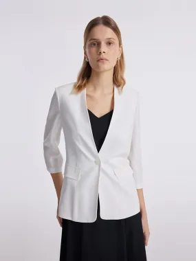 Acetate 3/4 Sleeves One-Button Women Blazer