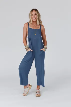 All My Soul Pocketed Jumpsuit - Blue Gray