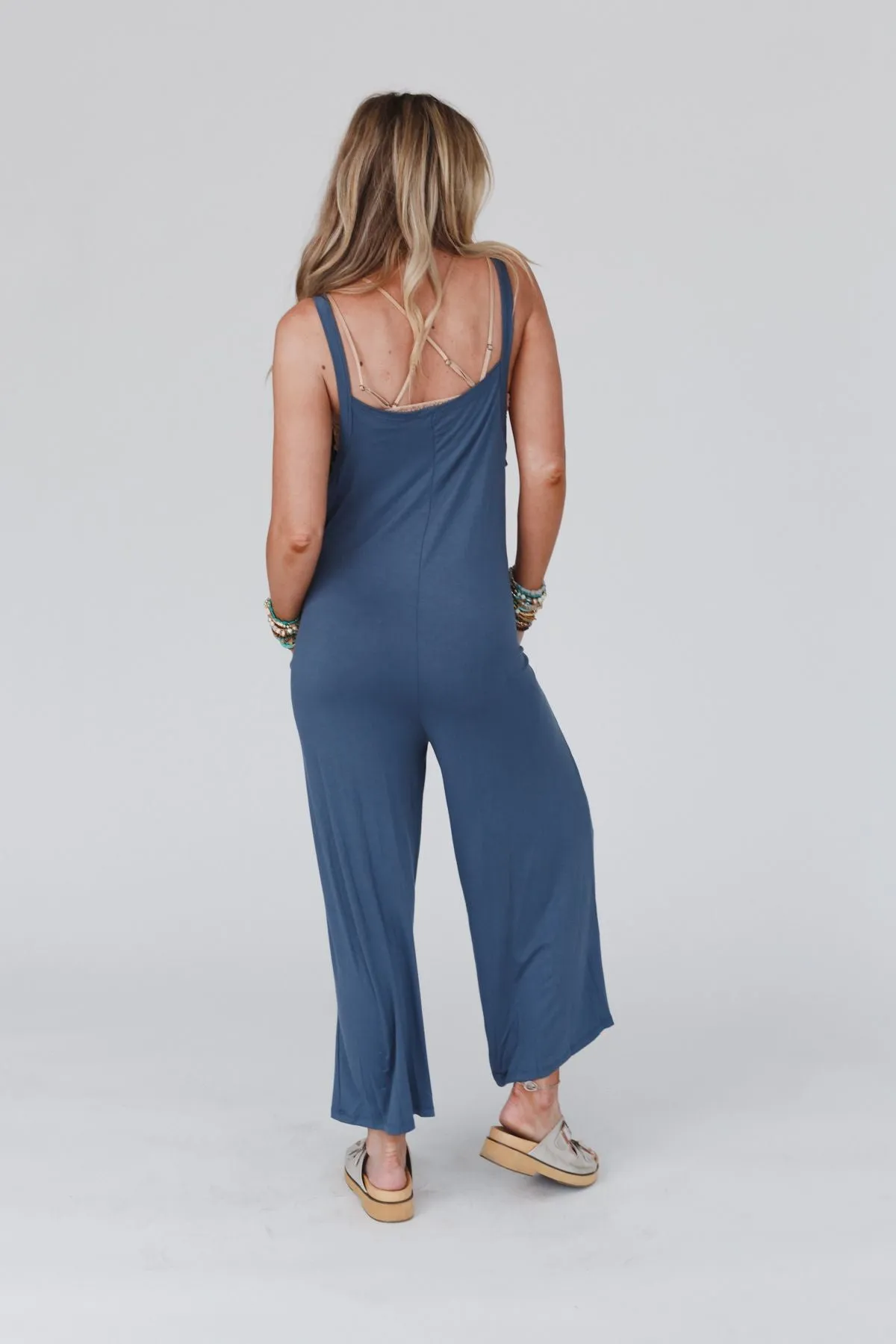 All My Soul Pocketed Jumpsuit - Blue Gray