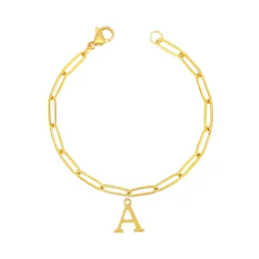 Alphabet Paperclip Bracelet Gold (A-M)