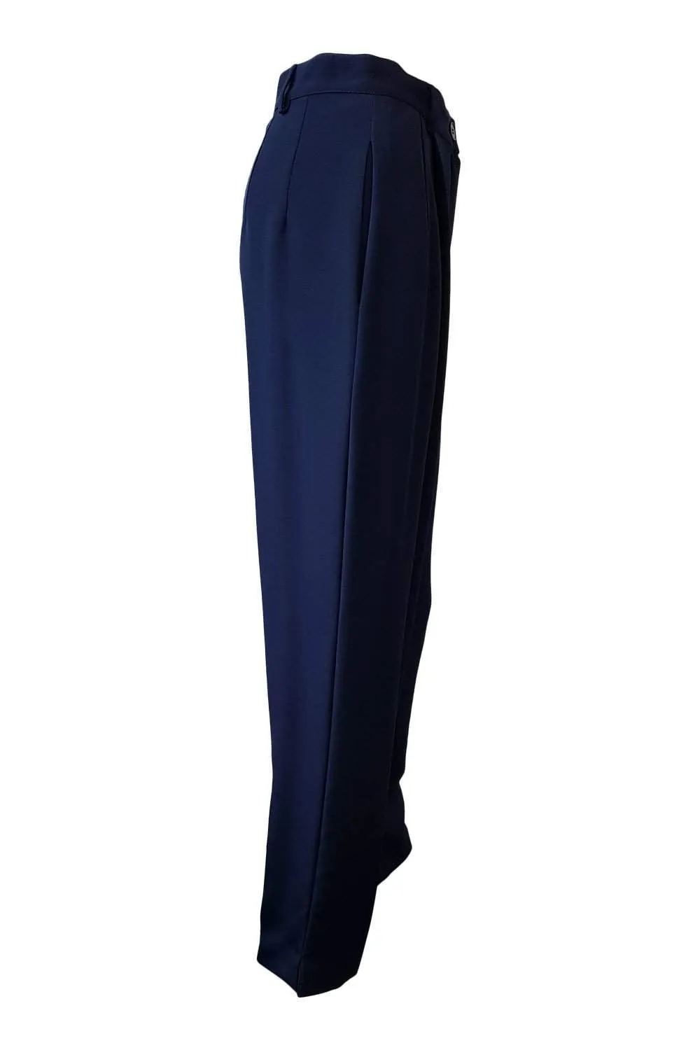 BARATTA 100% Silk Italian Made Navy Blue Pleat Front Trousers (44)