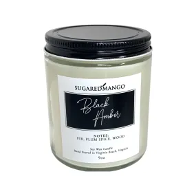 Black Amber Scented Soy Coconut Candle