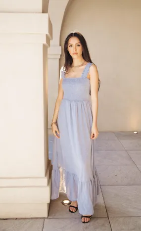 Blue Jean Ruffle Maxi Dress