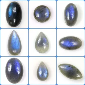 BLUE LABRADORITE Gemstone Cabochon : Natural Untreated Labradorite Gemstone Oval Pear Marquise Shapes Cabochon (With Video)