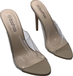 boohoo Nude Pointed Toe Clear Mule Heels UK 6 EU 39 👠