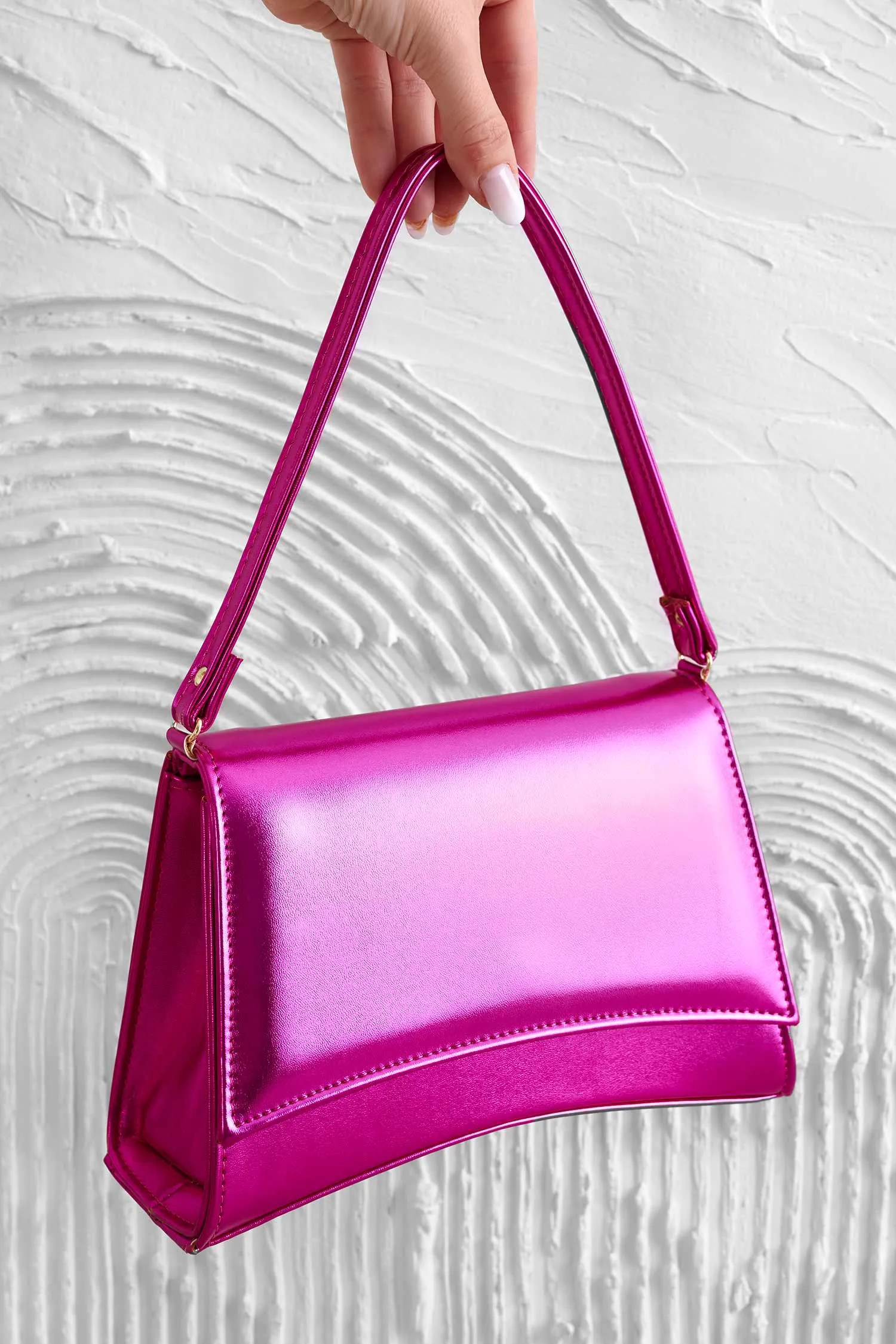 Borsa a spalla B225 fuxia metallizzato