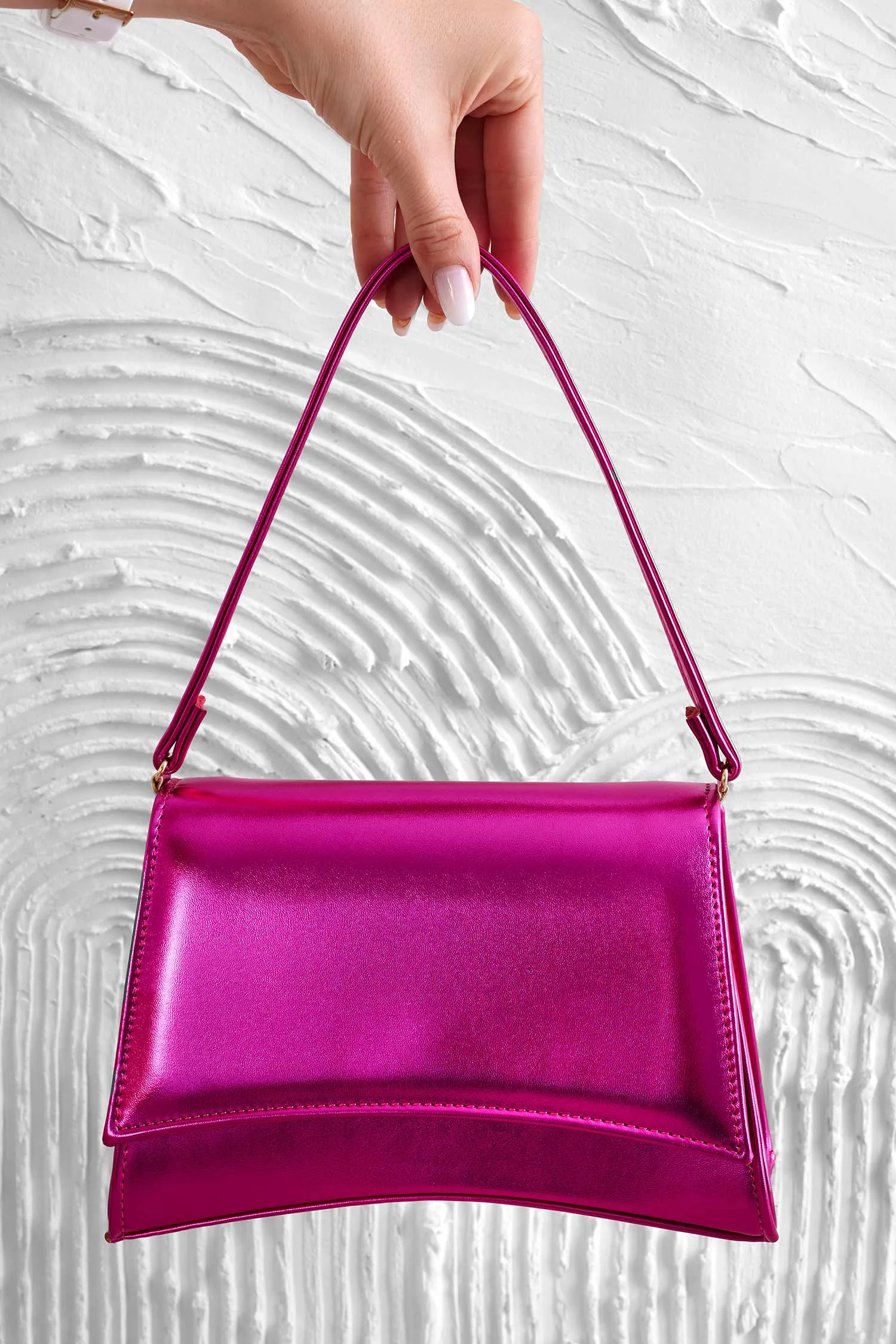 Borsa a spalla B225 fuxia metallizzato