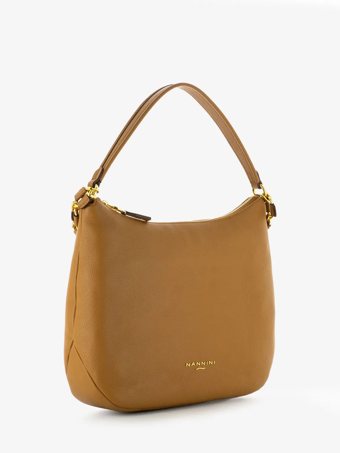 Borsa a spalla in pelle Yvonne camel