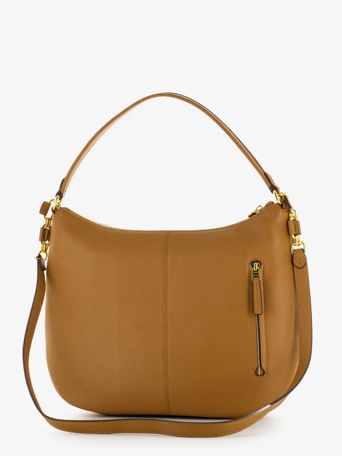 Borsa a spalla in pelle Yvonne camel