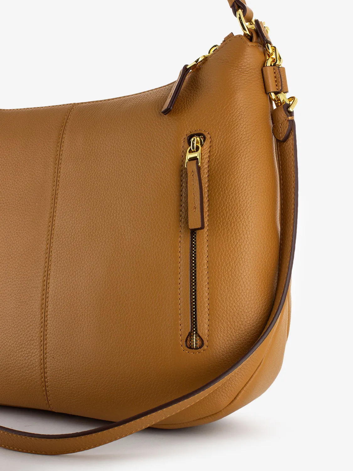 Borsa a spalla in pelle Yvonne camel