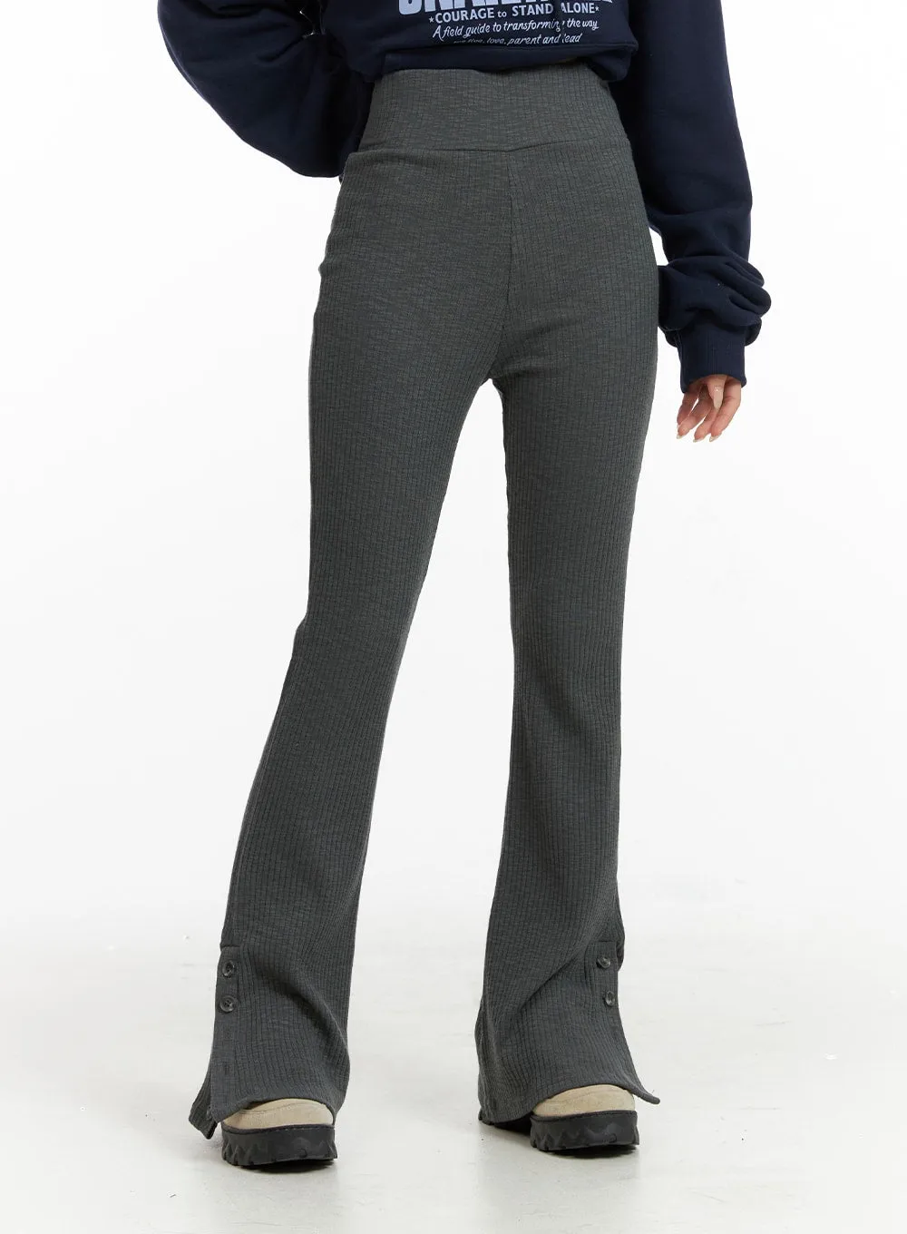 Buttoned Bootcut Slim Sweat Pants CF415