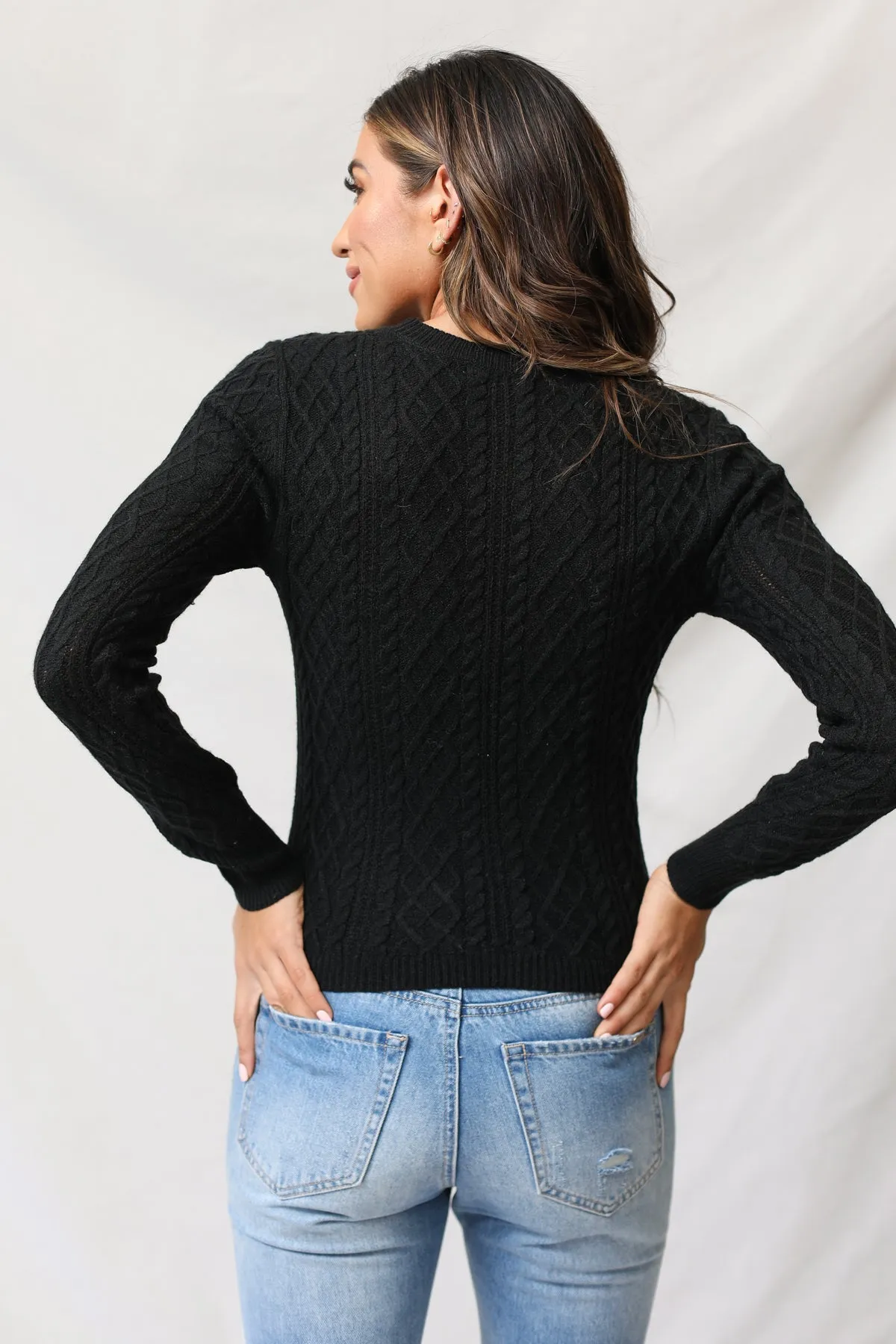 Cable Knit Cut Out Pullover