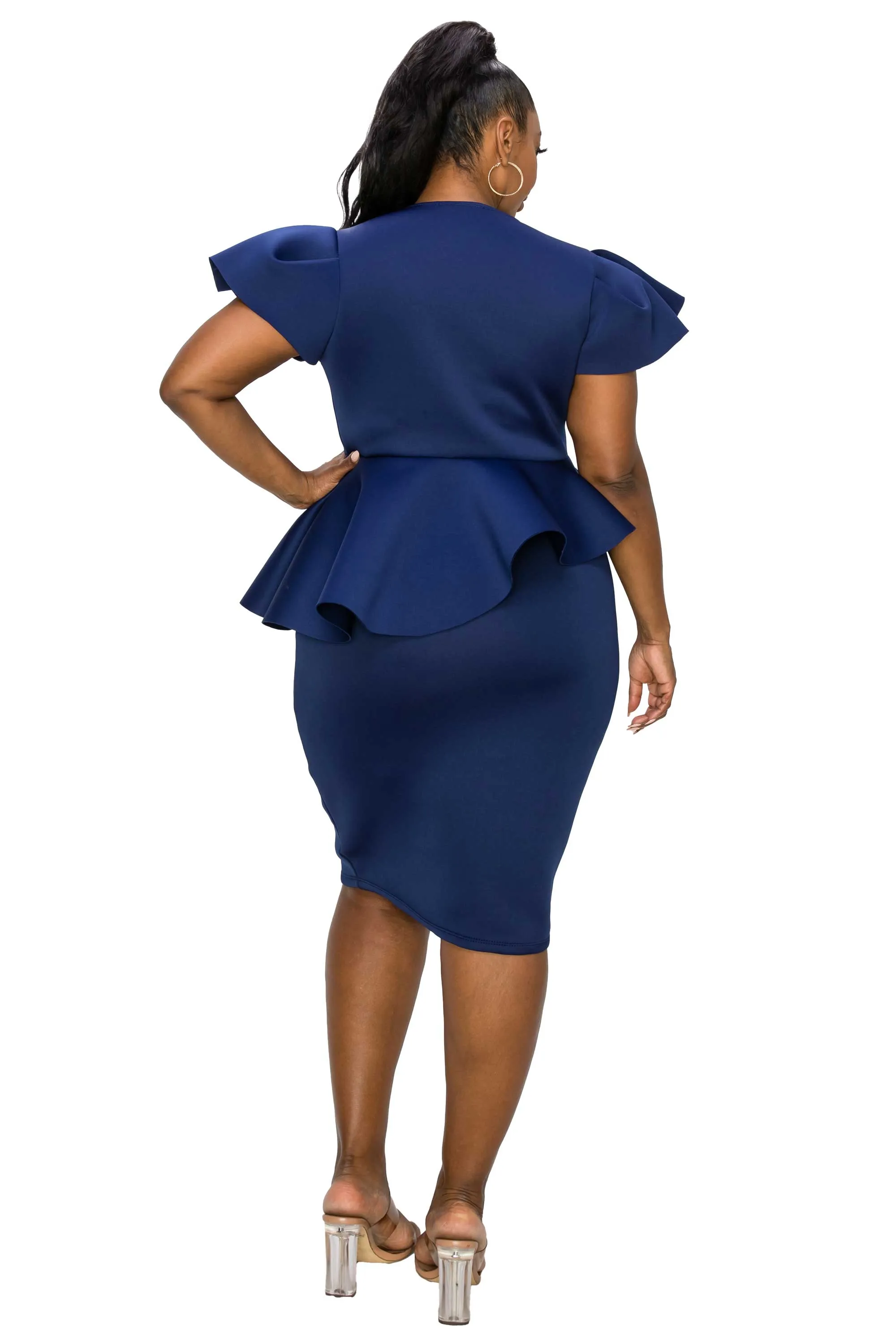 Calista Neoprene Peplum Dress