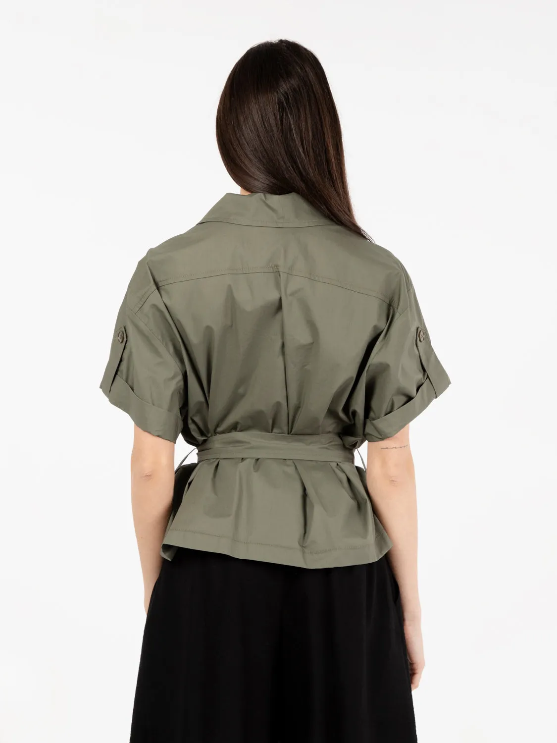 Camicia a maniche corte con cintura militare