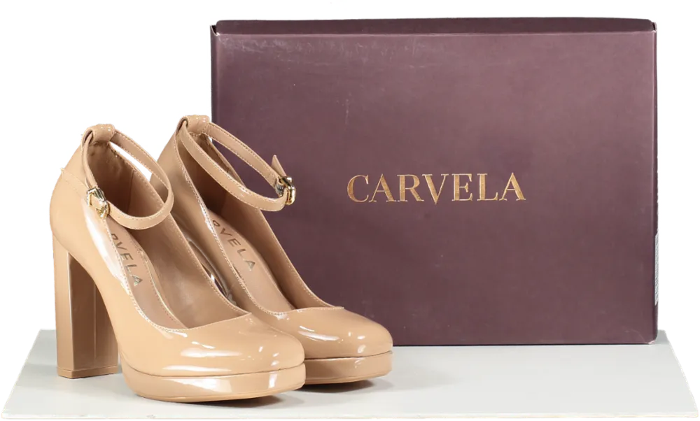 Carvela Beige Camel Patent Leather Platform Court Shoes Bnib UK 3 EU 36 👠