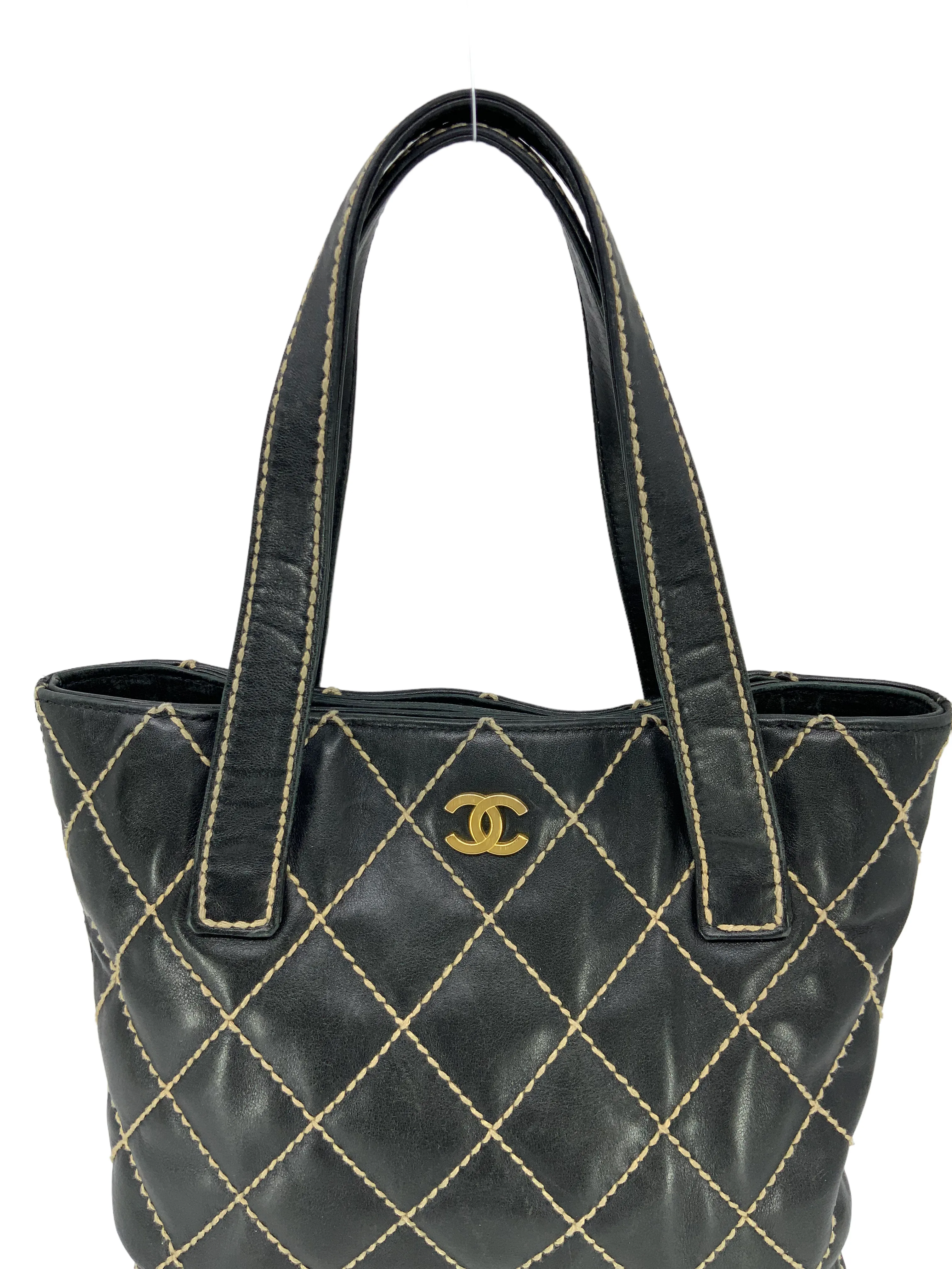 CHANEL Wild Stitch Quilted Leather Small Surpique Tote Bag