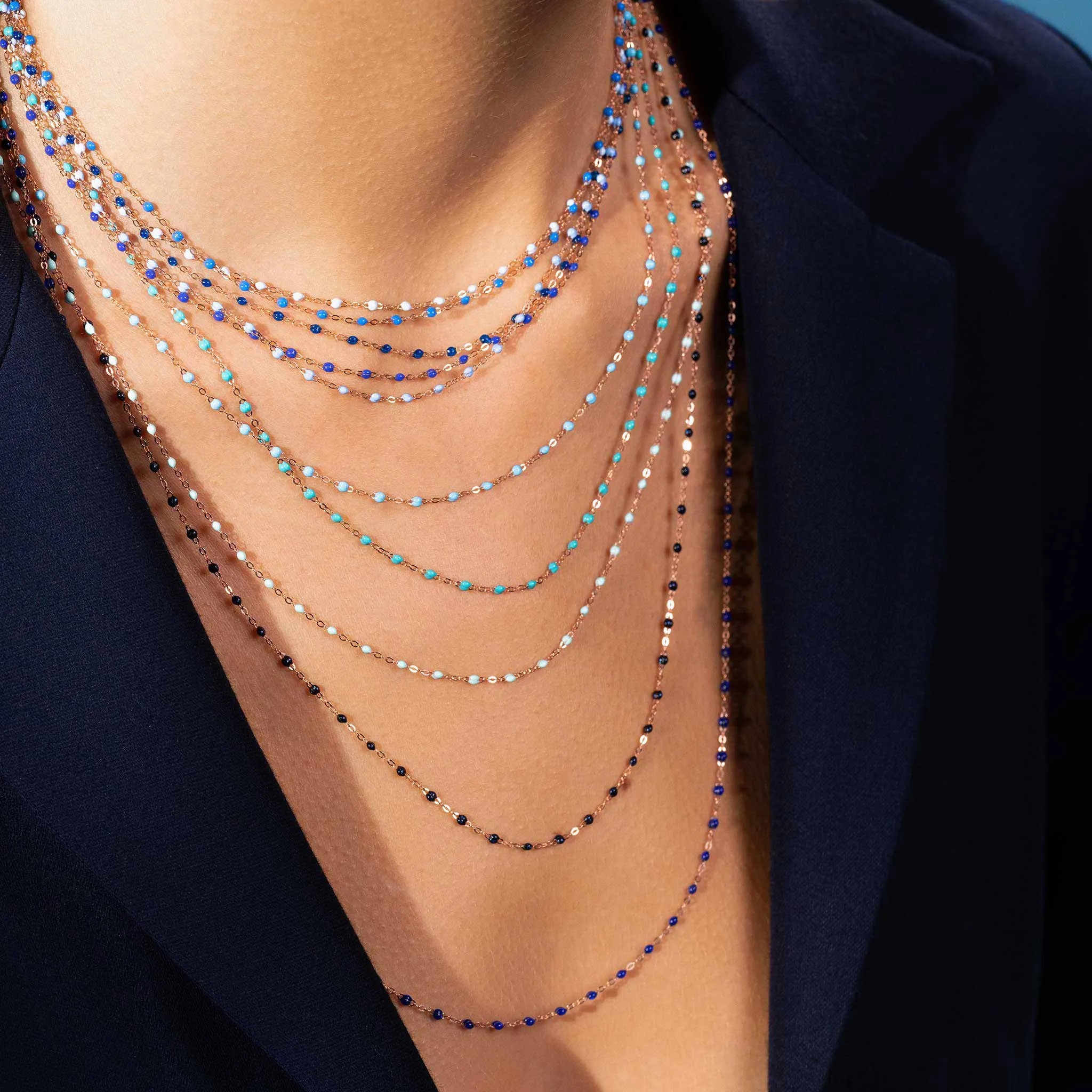 Classic Gigi Blue necklace, Rose Gold, 16.5"