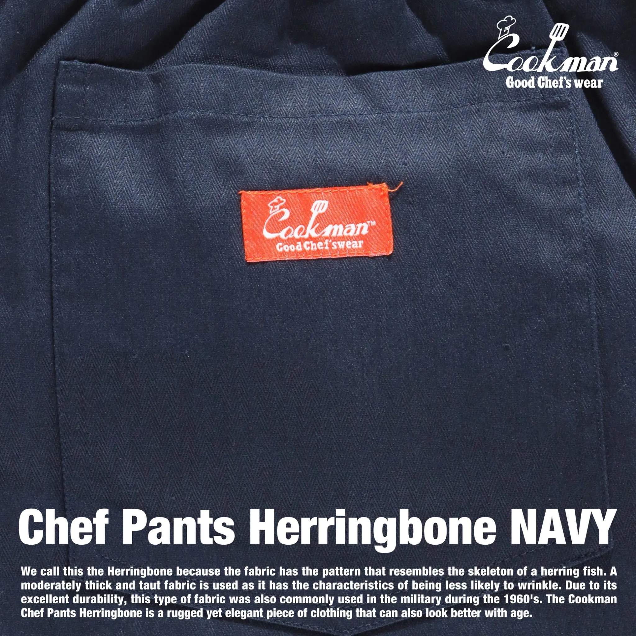 Cookman Chef Pants - Herringbone : Navy