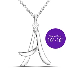 Cursive Letter Necklace Sterling Silver, 16-18