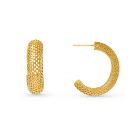 Domed Woven Mid-Sized Hoop Earrings