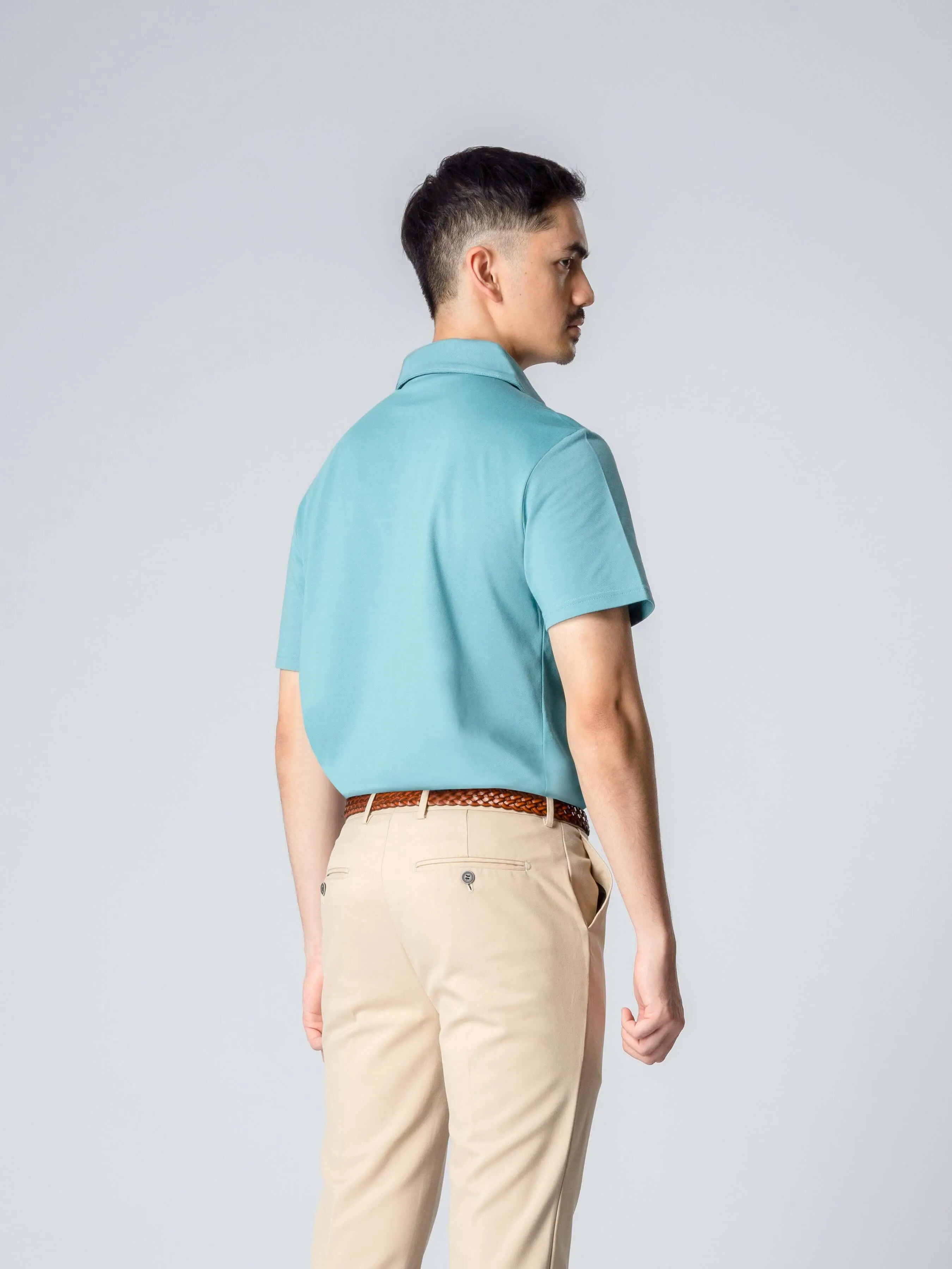 Ezio Polo Shirt - Turquoise One-Piece Collar