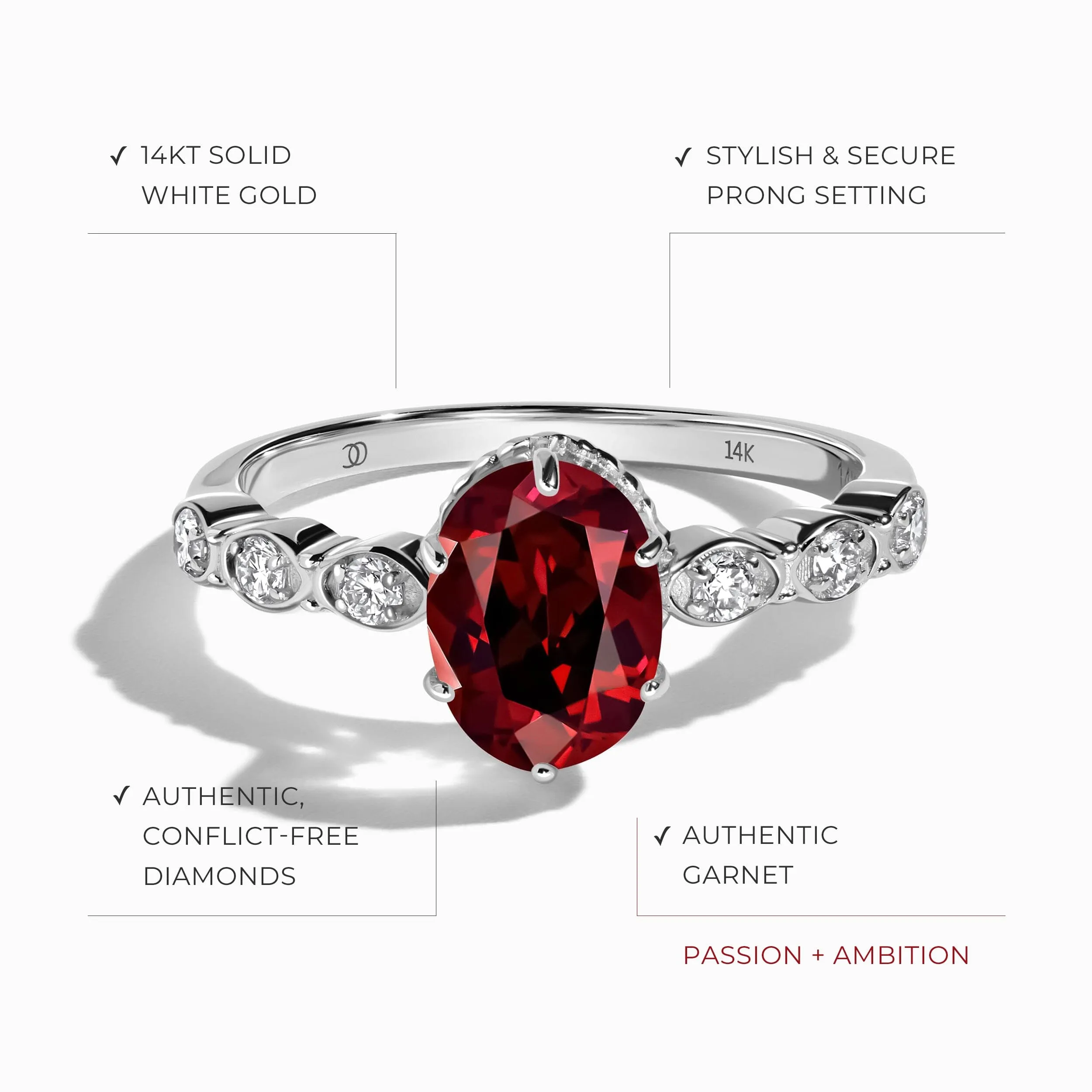 Garnet Diamond Ring - Mirth