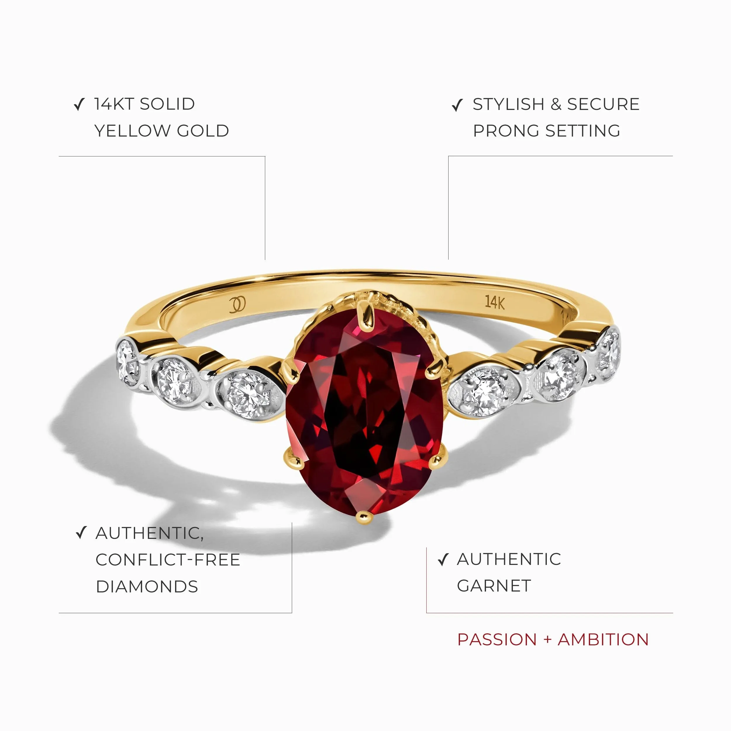 Garnet Diamond Ring - Mirth