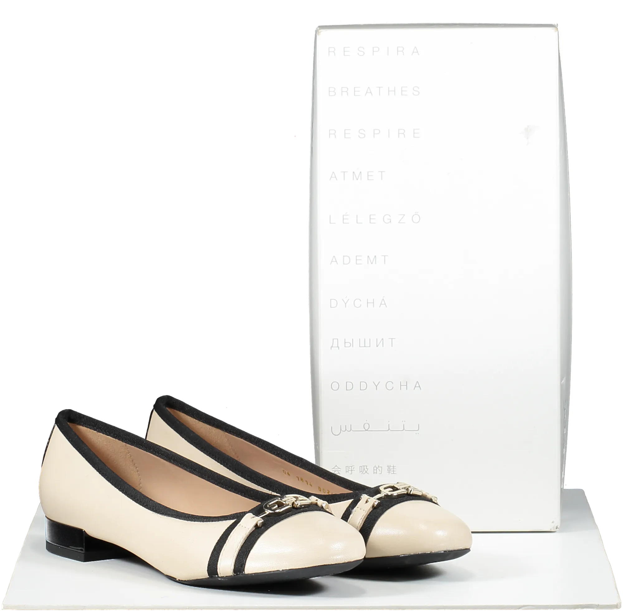 Geox Cream Sand/black Leather Ballerina Pumps Shoes BNIB UK 2.5 EU 35.5 👠