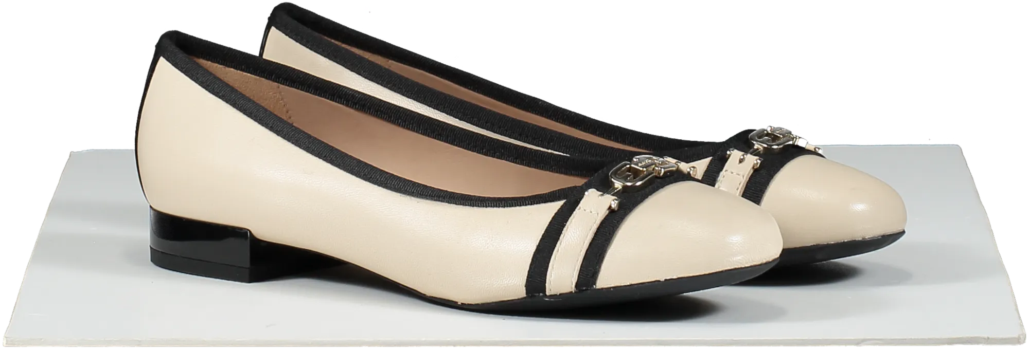 Geox Cream Sand/black Leather Ballerina Pumps Shoes BNIB UK 2.5 EU 35.5 👠