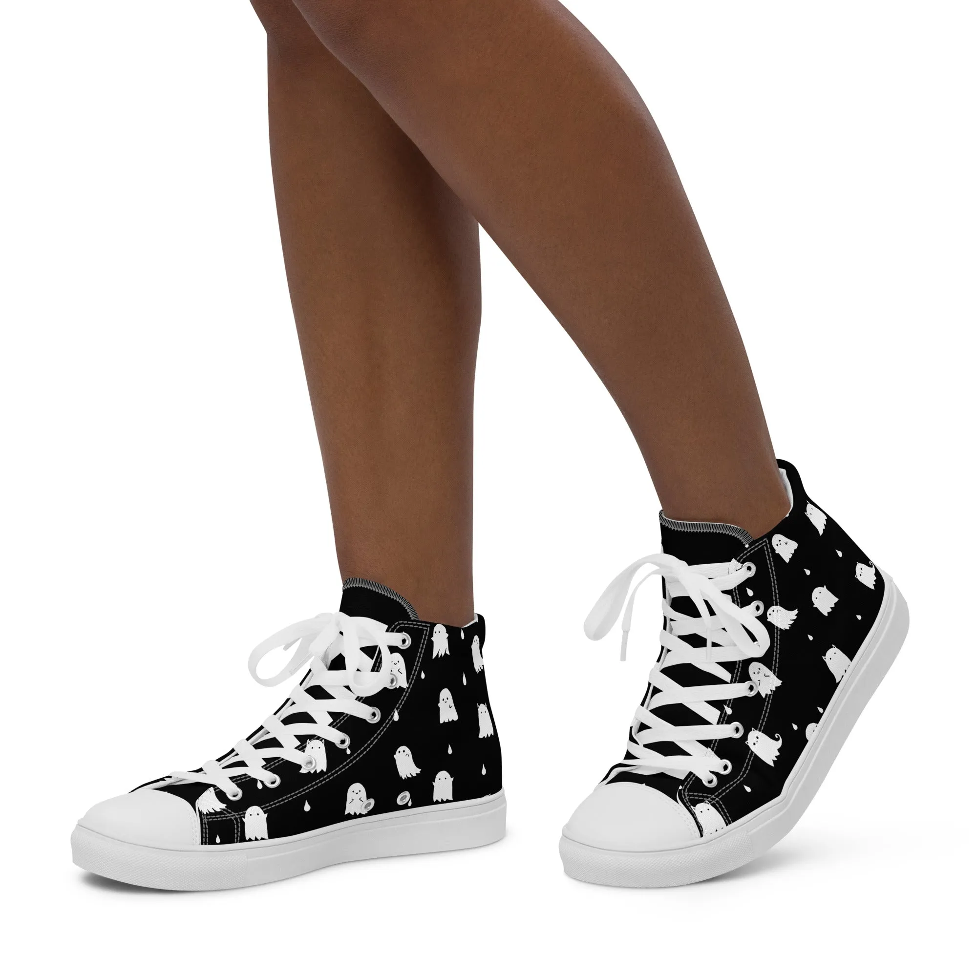 Ghost Party Women’s High Top Shoes - Vegan Leisurewear Sneakers for women - Comfortable Goth Trainers - Witchy Grunge Accessories