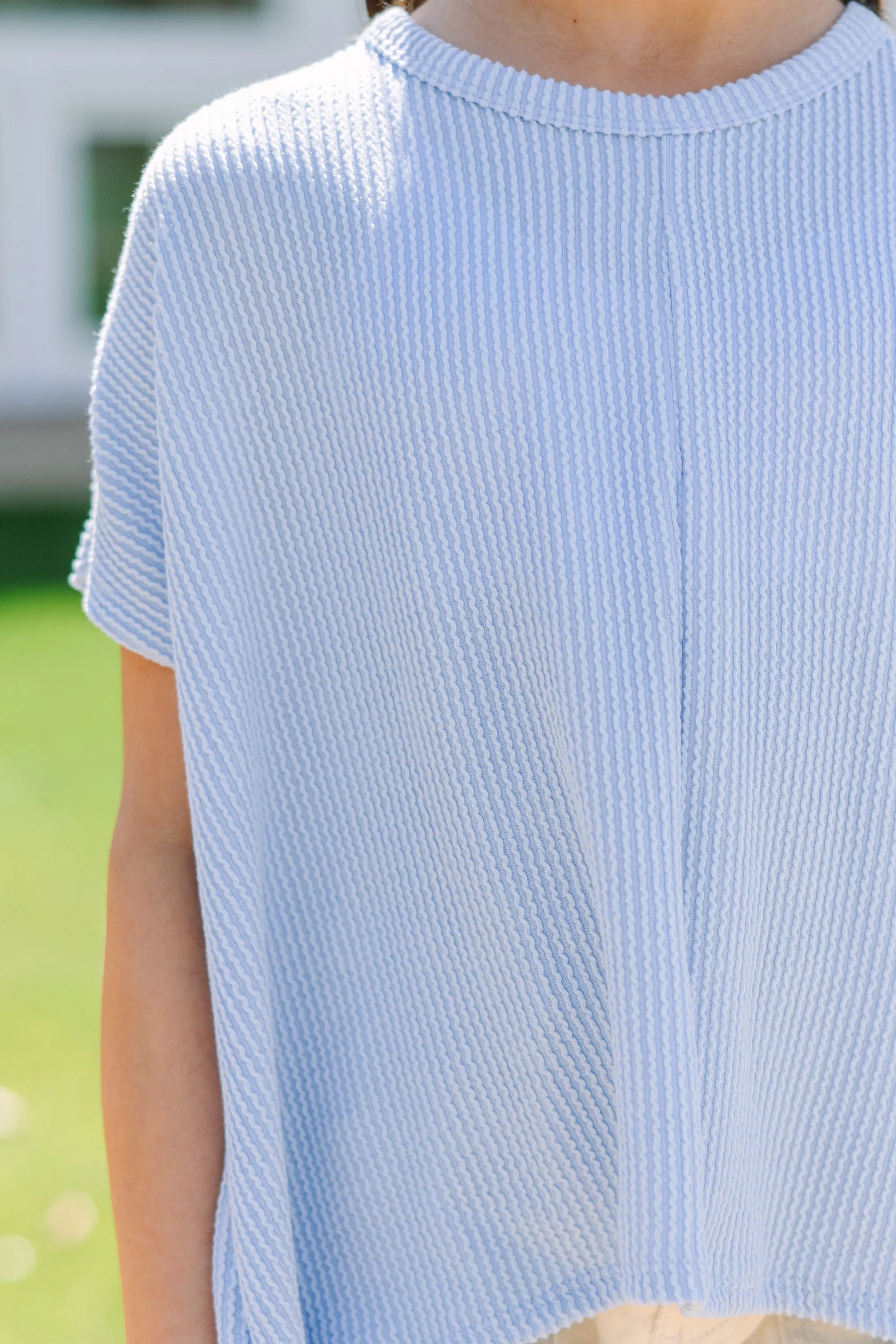 Girls: Confident Decisions Light Blue Ribbed Top