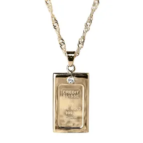 Gold and Diamond Ingot Pendant