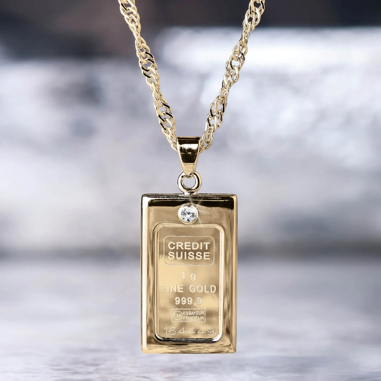 Gold and Diamond Ingot Pendant