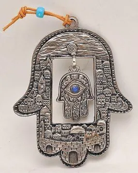 Hamsa Hand Wall Hanging Evil Eye Kabbalah Blessings New Metal from holy land