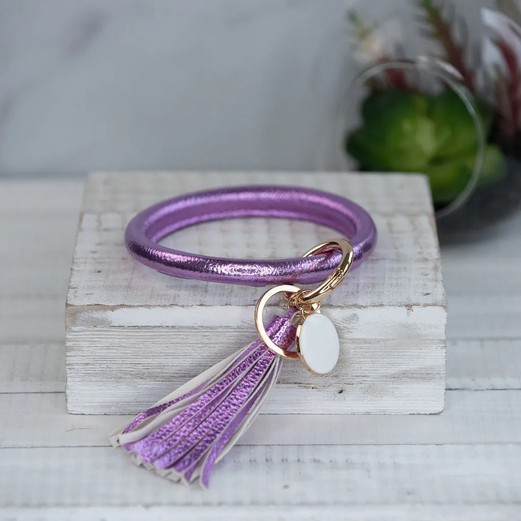 Hannah Hands Free Bangle Keychain-Metallic Purple