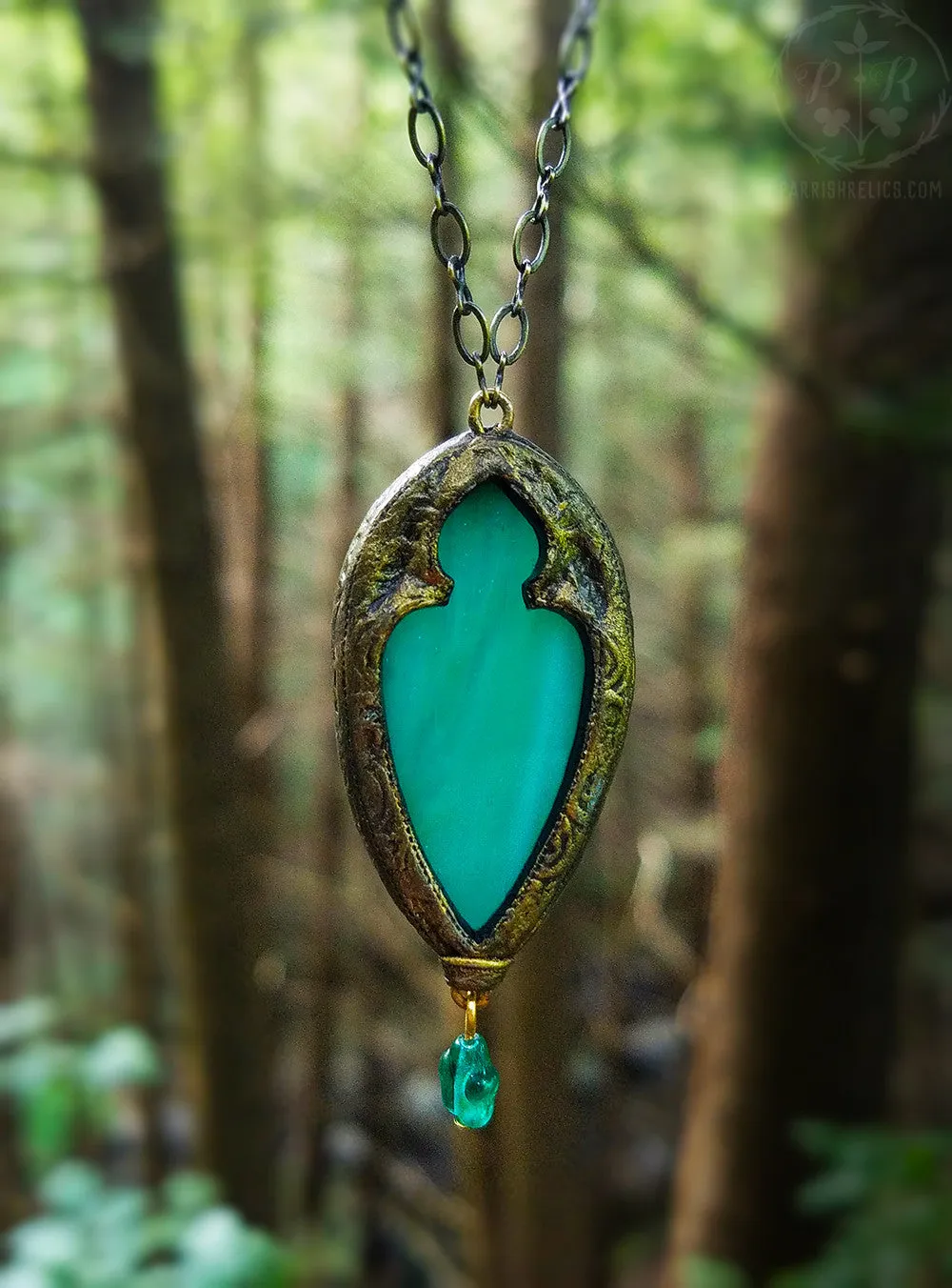 Hi'iaka's Arch ~ Opalescent Stained Glass Amulet