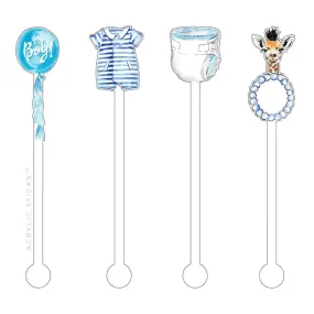 It's A Boy Acrylic Stir Sticks