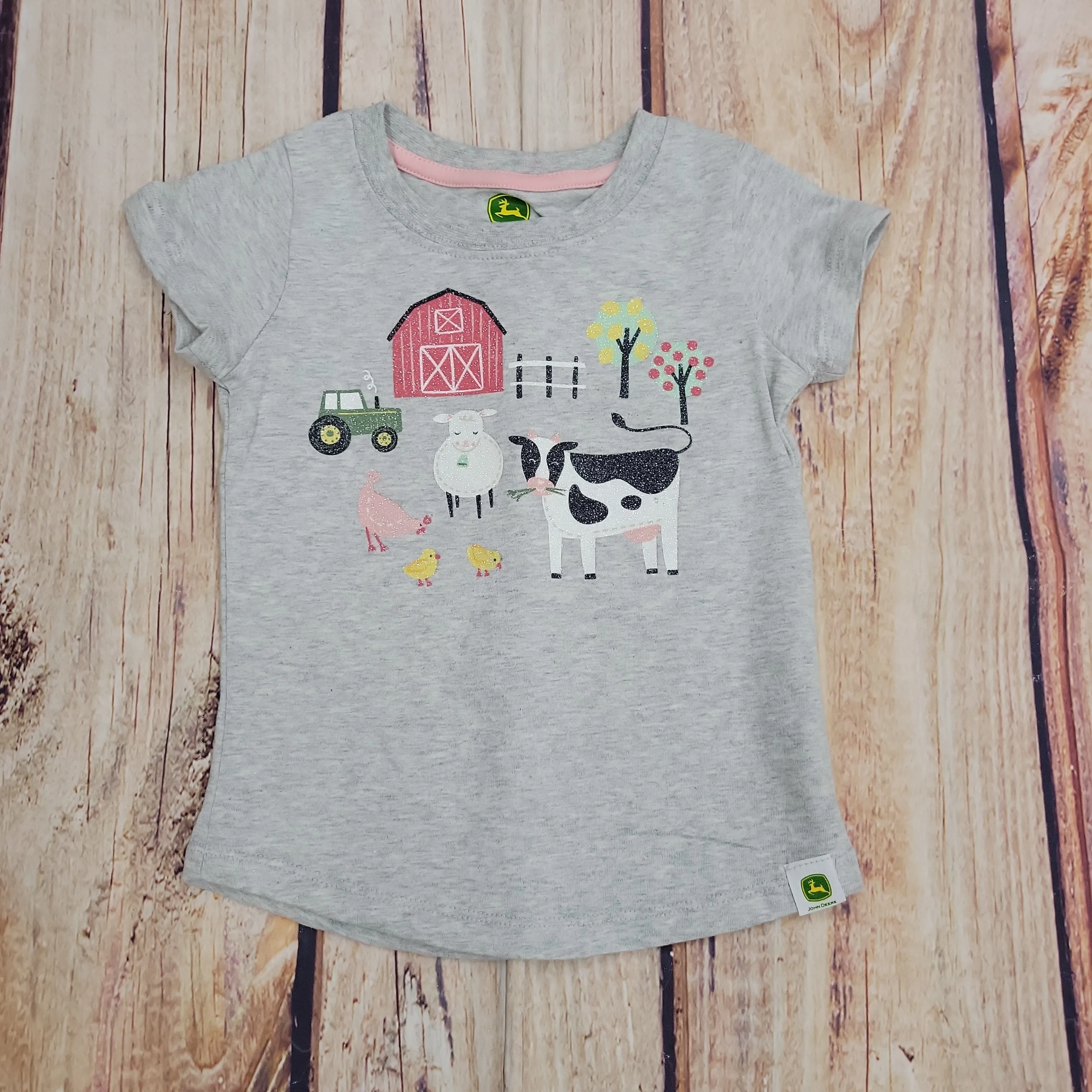 JOHN DEERE GLITTERY FARM SCENE TEE