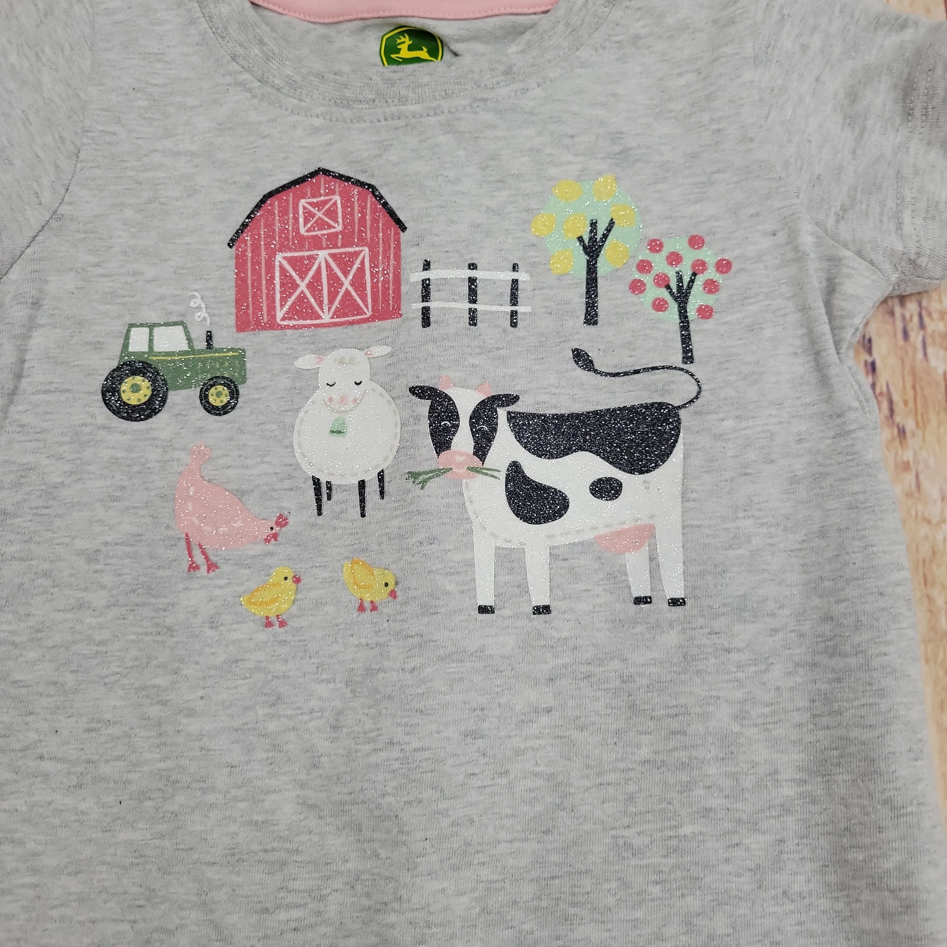 JOHN DEERE GLITTERY FARM SCENE TEE