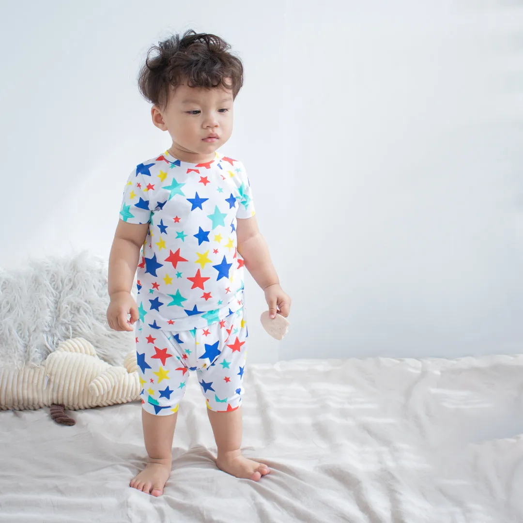 Little Explorer Baby Boy T-Shirt & 3/4 Bottom Set (Rainbow Stars)