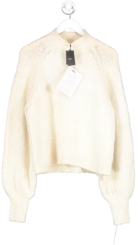 Maje Cream Cotton And Alpaca Blend Matalia Jumper Ecru UK M