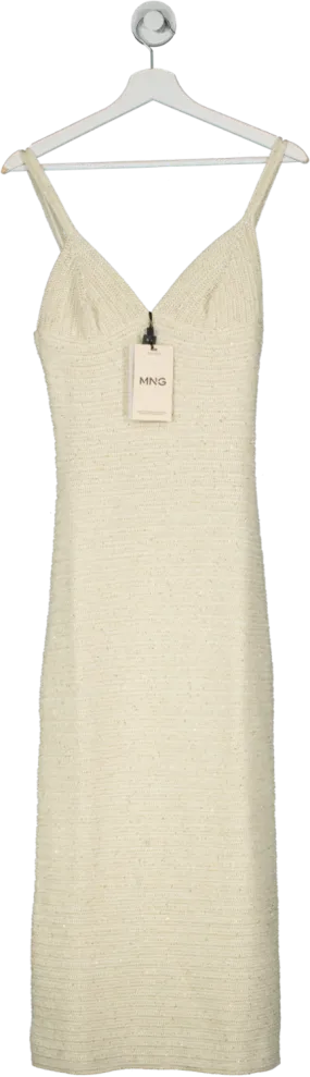 MANGO Cream Knitted Dress With Sequin Detail BNWT UK 8