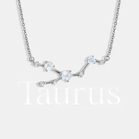 Moonstone Lab Diamond Necklace - Taurus Zodiac Constellation