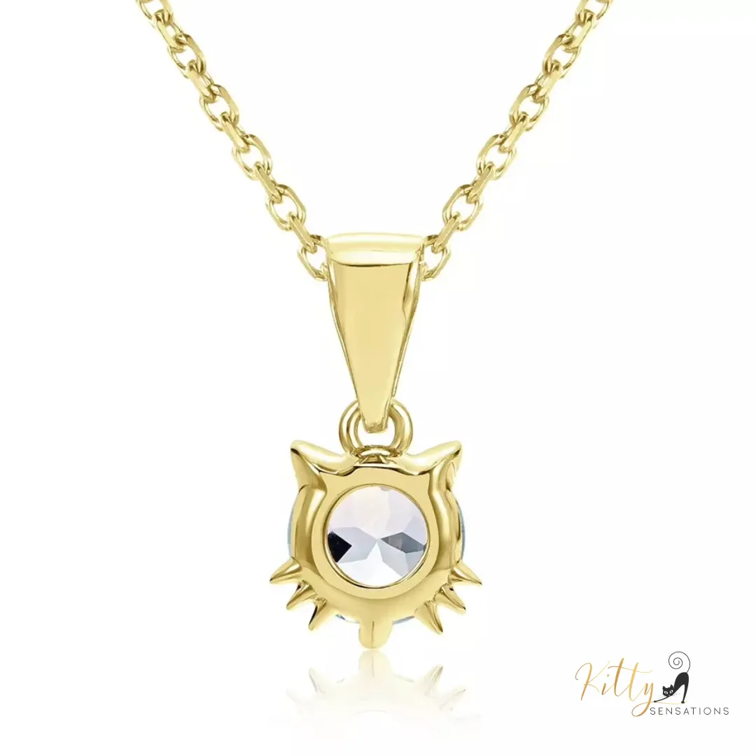 Natural Topaz Cat Necklace in Solid 925 Sterling Silver (Plated: 18K Gold, or 18K White Gold, or 18K Rose Gold)